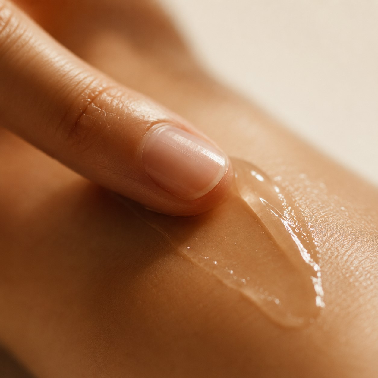Crema transparente aplicada sobre la piel